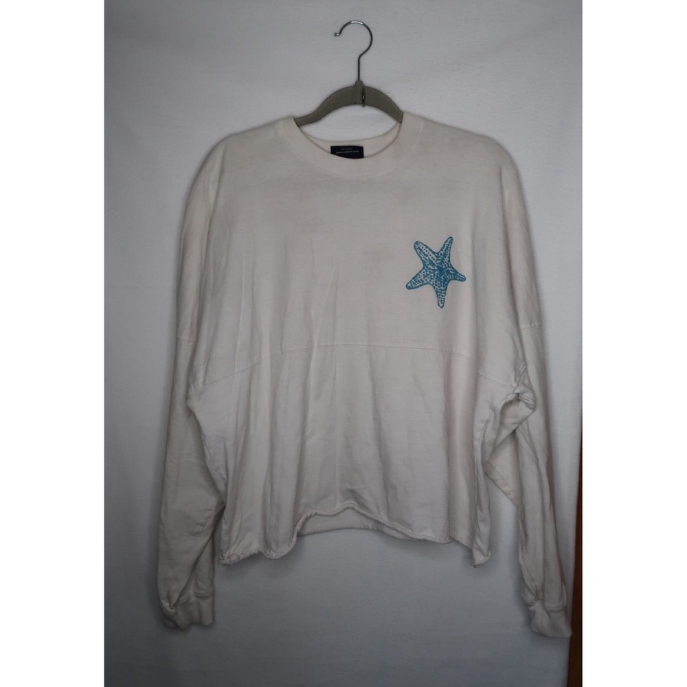 Super Rare Spirit Jersey SEA WORLD Shirt White Blue Sparkle Starfish Letters M